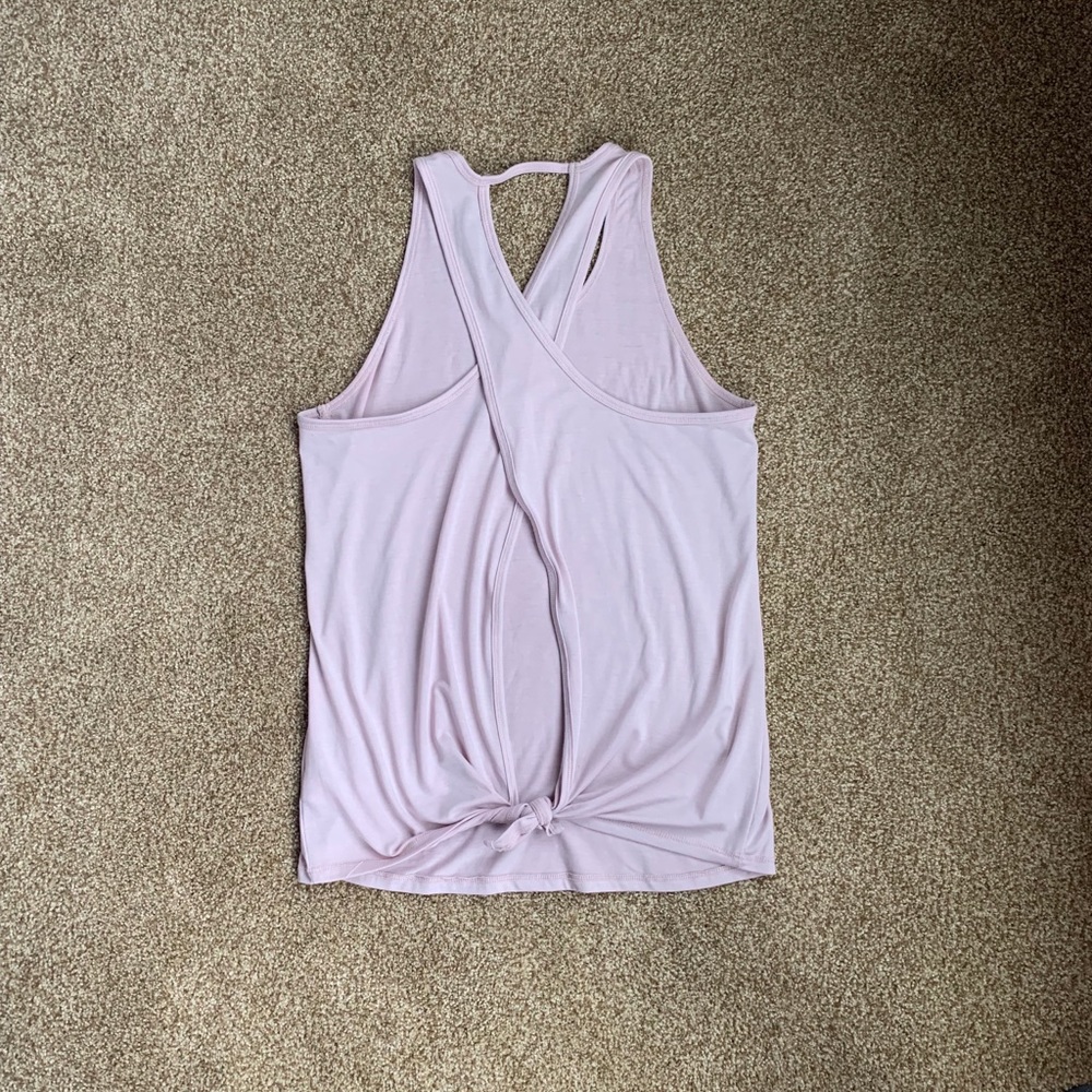 athleta pink knot tie + open back tank